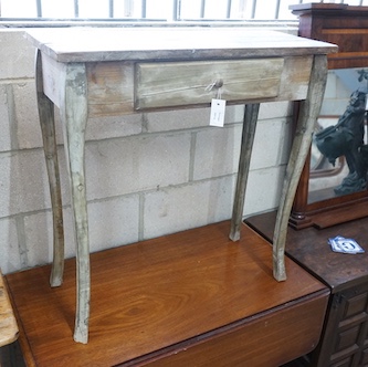 An 18th century style provincial pine side table, width 80cm, depth 33cm, height 83cm